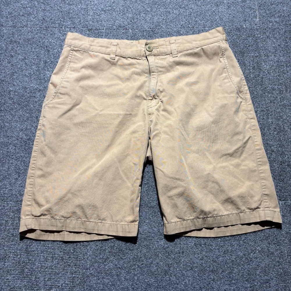 Patagonia Mens Organic Cotton Chino Shorts Tan Khaki Size 32 Flat Front Outdoor